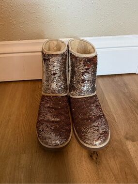 UGG Rose Gold Sequin Mid-Calf Boots